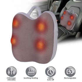 Shiatsu Back And Waist Massager With Heat Cordless Rechargeable Kneading Lower Back Massage Pillow Portable Lumbar Massager For Home Car Office G